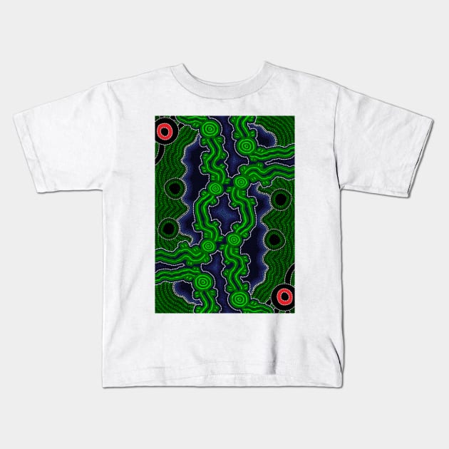 Aboriginal Art - After The Rain Kids T-Shirt by hogartharts